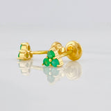Stud Earrings Trio Emeralds 15 Pts 0.85 g / in / 4.4 mm Yellow Gold 18K