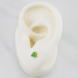 Stud Earrings Trio Emeralds 15 Pts 0.85 g / in / 4.4 mm Yellow Gold 18K