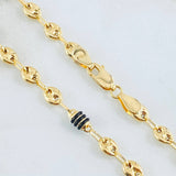 Cadena Gc Barril Cauchos Negros 8.9gr / 21 3/4 in / 4.5mm Oro Amarillo 18K