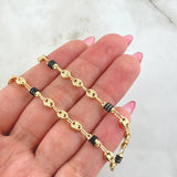 Cadena Gc Barril Cauchos Negros 8.9gr / 21 3/4 in / 4.5mm Oro Amarillo 18K