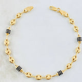 Bracelet Gc Barrel Black Rubbers 3.4gr / 7 in / 4.5mm 18K Yellow Gold