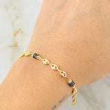 Pulso Gc Barril Cauchos Negros 3.45gr / 7 1/2 in / 4.5mm Oro Amarillo 18K ©