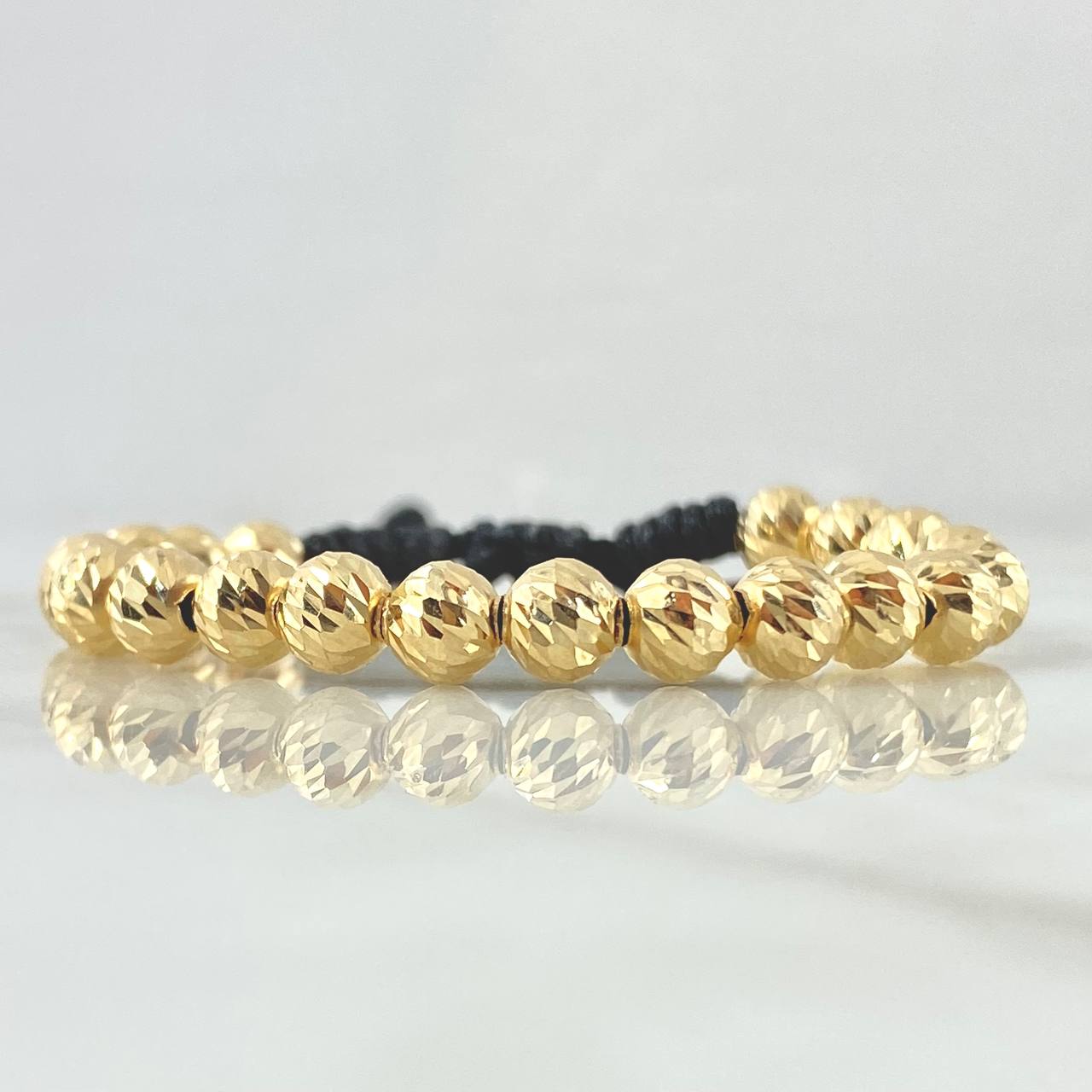 Black Bracelet Beads 4.4gr / 6mm Diamond Cut 20 units 18K Rose Gold (A.C)