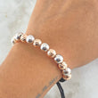 Black Bracelet Beads 5gr / 8mm Diamond Cut 8pcs - Polished 7pcs Two-tone White Rose Gold 18K ©