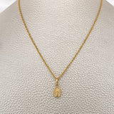 Set Rope Chain and Pendant + Virgin Mary Help of Christians 1.2gr / 15 3/4 in / 18K Yellow Gold $