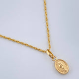 Set Rope Chain and Pendant + Virgin Mary Help of Christians 1.2gr / 15 3/4 in / 18K Yellow Gold $
