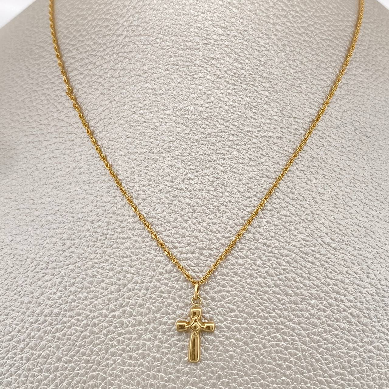Set Rope Chain and Pendant + Star Cross 1.15gr / 15 3/4 in / 18K Yellow Gold $