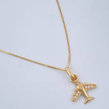 Set Cadena y Dije Veneciana + Avion 1.8gr / 15 3/4 in / Oro Amarillo 18K $