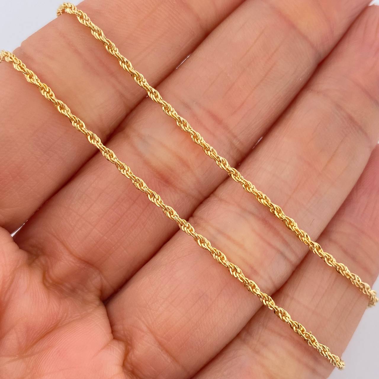 Set Rope Chain and Pendant + Miraculous Virgin 1.05gr / 15 3/4 in / 18K Yellow Gold $