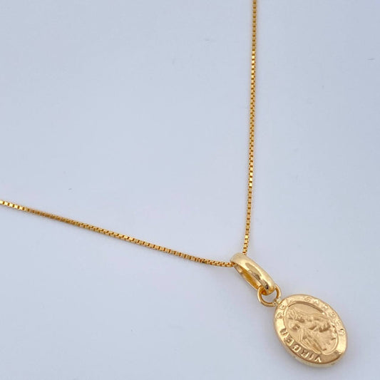 Set Cadena y Dije Veneciana + Virgen Del Carmen 1.2gr / 15 3/4 in / Oro Amarillo 18K $