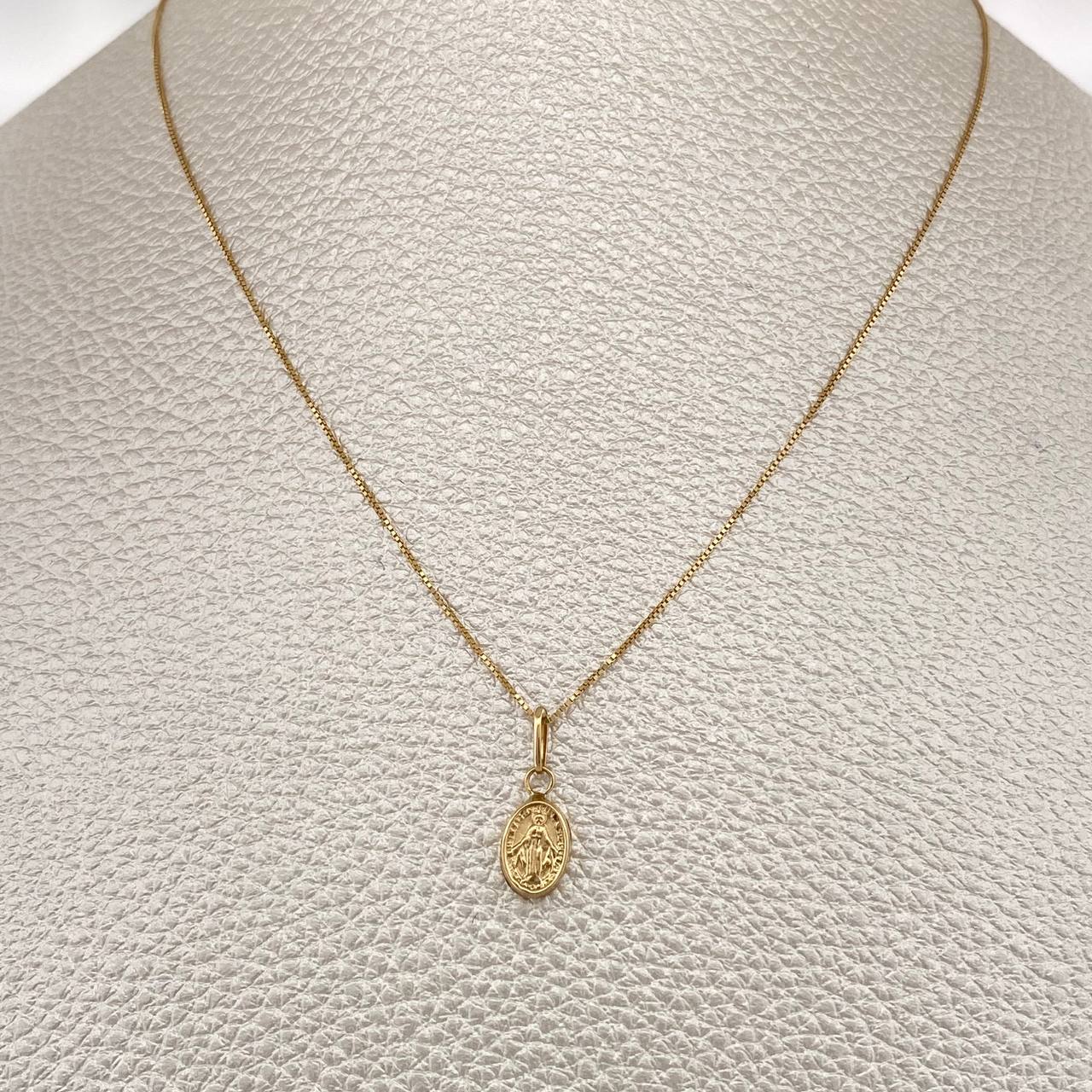 Set Cadena y Dije Veneciana + Virgen Milagrosa 1.15gr / 15 3/4 in / Oro Amarillo 18K $