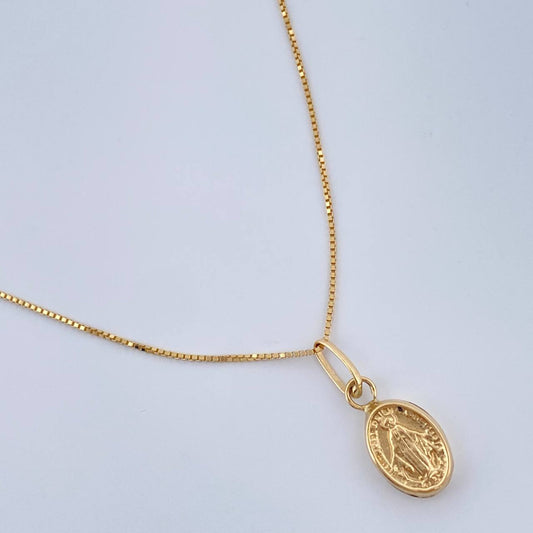 Set Cadena y Dije Veneciana + Virgen Milagrosa 1.15gr / 15 3/4 in / Oro Amarillo 18K $