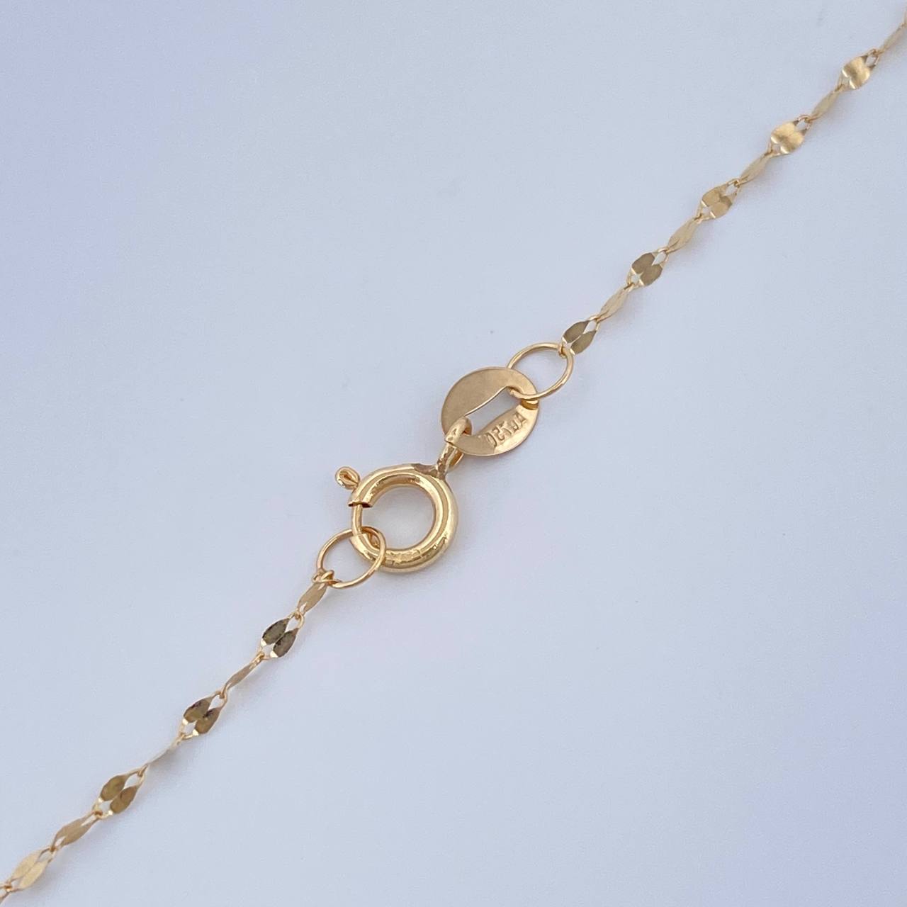 Set Chain and Mirror Flower Pendant + Cross 0.6gr / 17 1/2 in / Yellow Gold 18K $