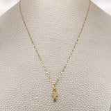 Set Chain and Mirror Flower Pendant + Cross 0.6gr / 17 1/2 in / Yellow Gold 18K $