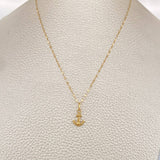 Set Chain and Mirror Flower Pendant + Anchor 0.6gr / 17 3/4 in / Yellow Gold 18K $