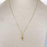 Set Chain and Mirror Flower Pendant + Cross 0.55gr / 17 1/2 in / Yellow Gold 18K $