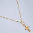 Set Chain and Mirror Flower Pendant + Cross 0.55gr / 17 1/2 in / Yellow Gold 18K $