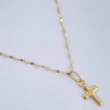 Set Chain and Mirror Flower Pendant + Cross 0.55gr / 17 1/2 in / Yellow Gold 18K $