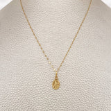 Set Chain and Mirror Flower Pendant + Saint Michael 0.65gr / 17 1/2 in / Yellow Gold 18K $