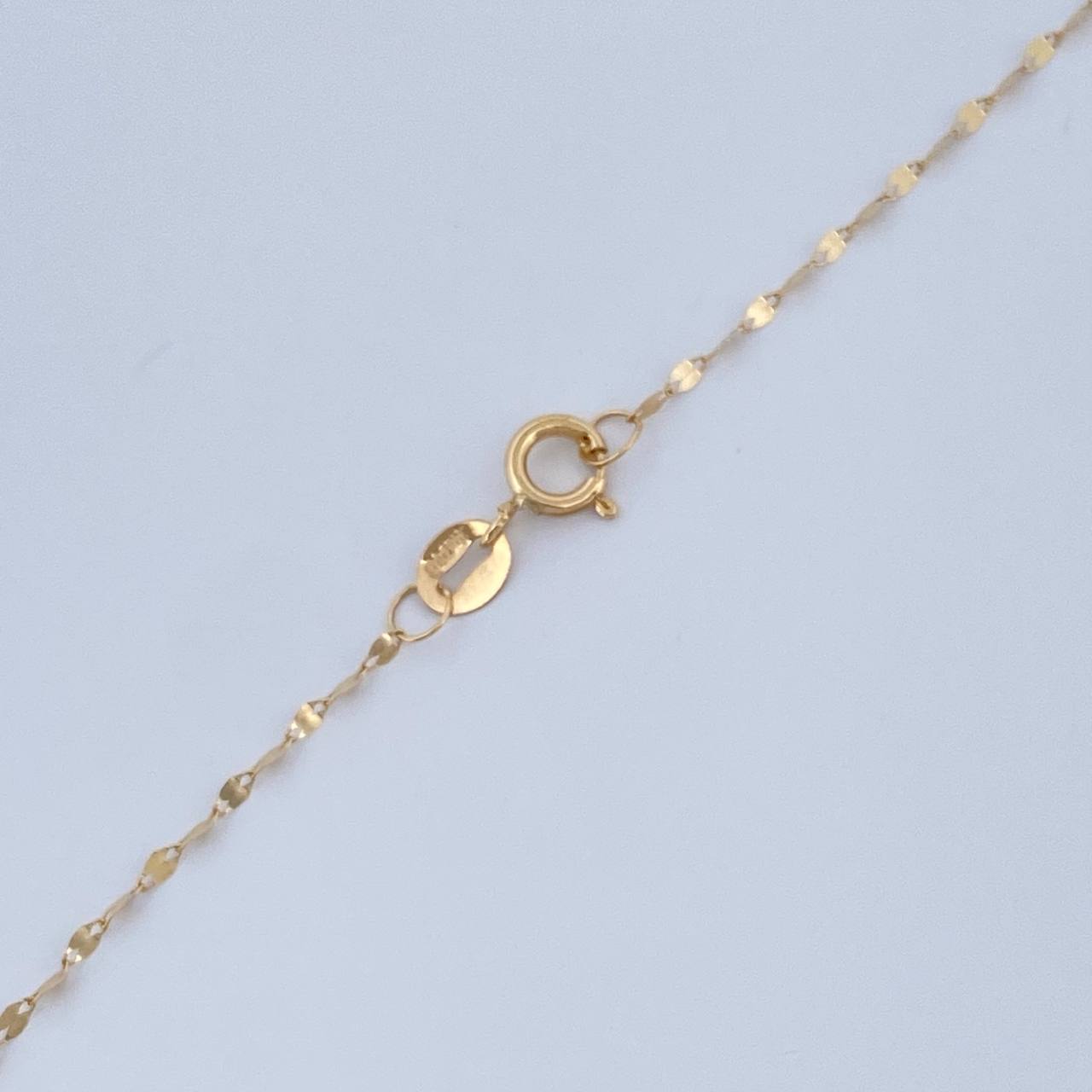 Set Chain and Mirror Flower Pendant + Saint Michael 0.65gr / 17 1/2 in / Yellow Gold 18K $