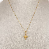Set Chain and Mirror Flower Pendant + Dragonfly 0.7gr / 17 1/2 in / Yellow Gold 18K $