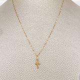 Set Chain and Mirror Flower Pendant + Cross 0.65gr / 17 1/2 in / Yellow Gold 18K $
