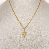 Set Rope Chain and Pendant + Cross 1.3gr / 17 3/4 in / 18K Yellow Gold $