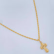 Set Rope Chain and Pendant + Cross 1.3gr / 17 3/4 in / 18K Yellow Gold $