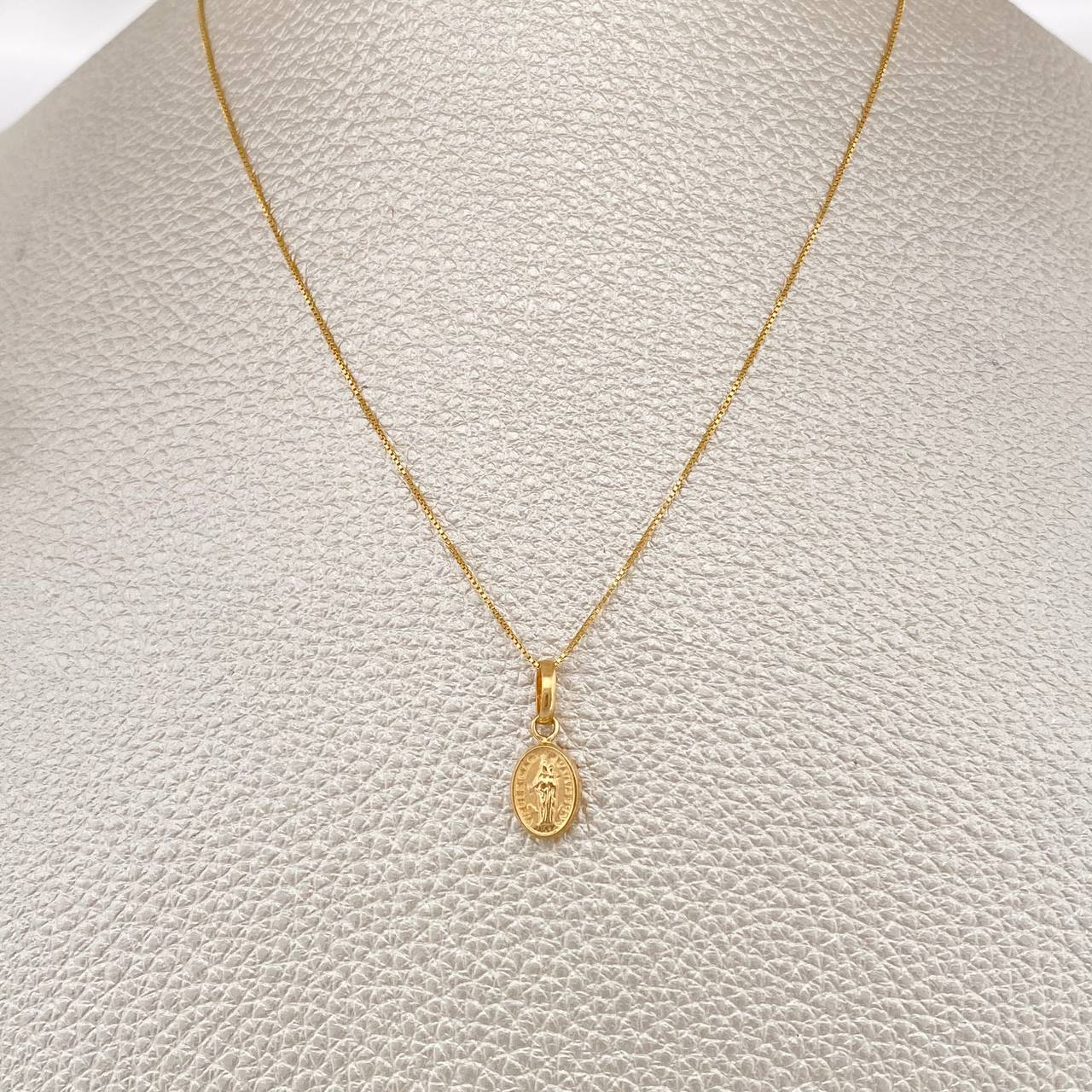 Set Venetian Chain and Pendant + Virgin of Help 1.35gr / 18 in / 18K Yellow Gold $