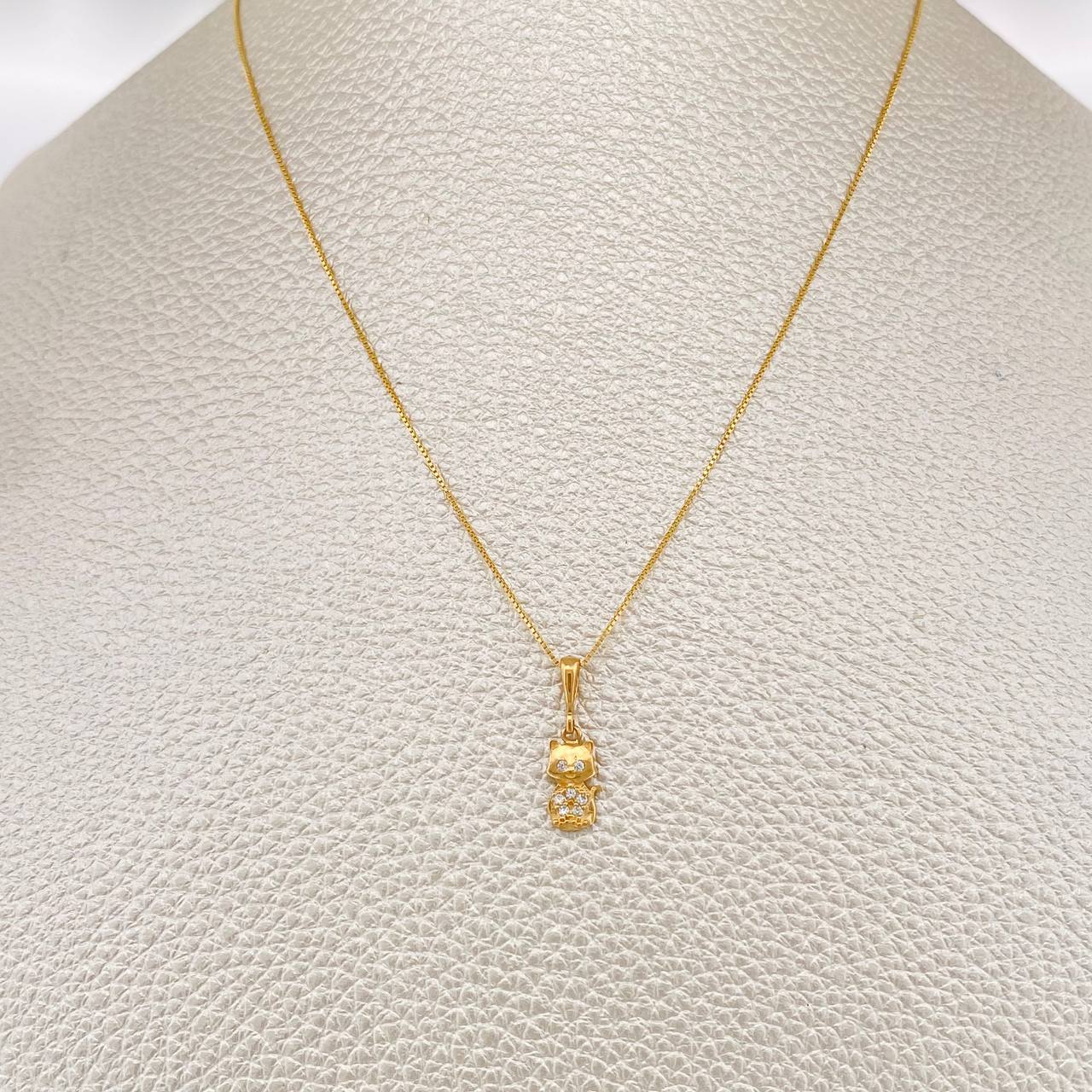 Set Cadena y Dije Veneciana + Gato 1.5gr / 18 in / Oro Amarillo 18K $