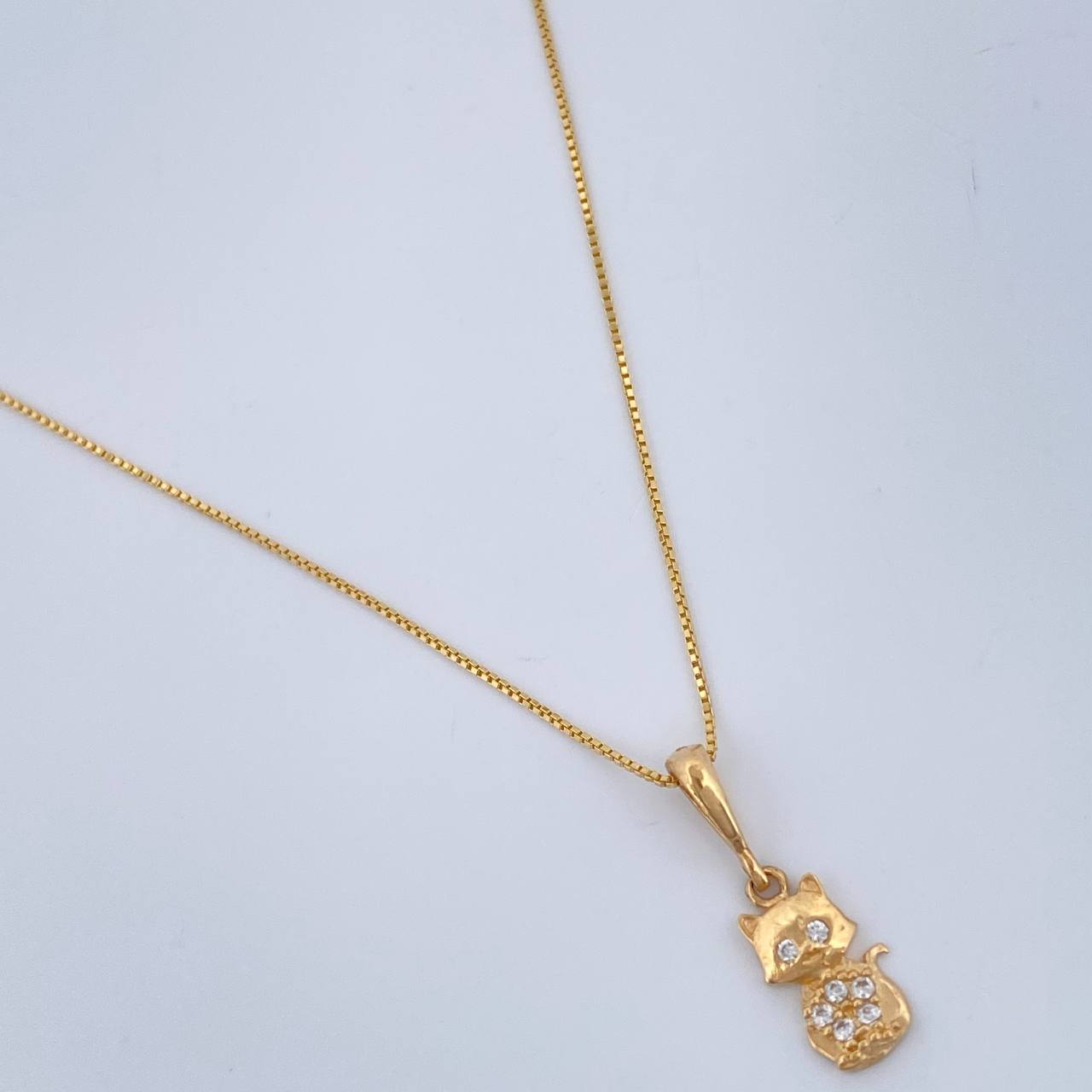 Set Cadena y Dije Veneciana + Gato 1.5gr / 18 in / Oro Amarillo 18K $