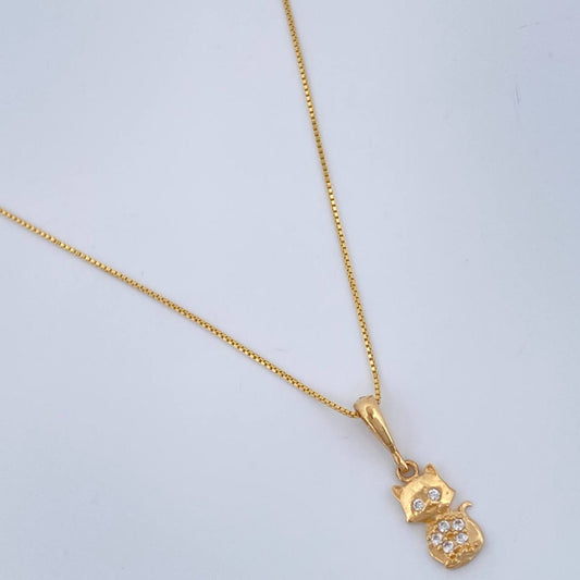 Set Cadena y Dije Veneciana + Gato 1.5gr / 18 in / Oro Amarillo 18K $