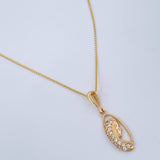 Set Cadena y Dije Veneciana + Virgen Maria 1.7gr / 17 1/2 in / Oro Amarillo 18K $