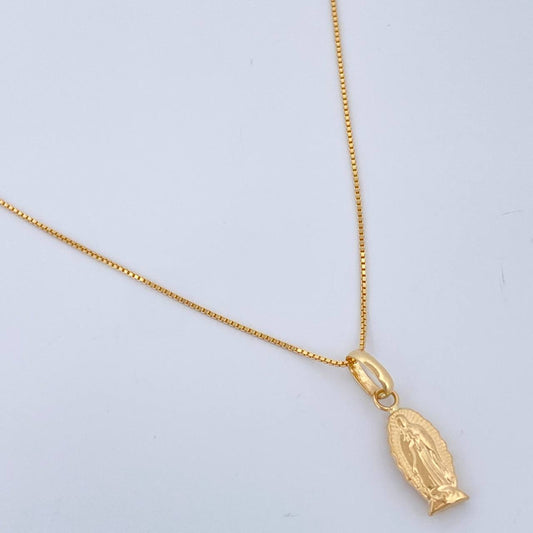 Set Cadena y Dije Veneciana + Virgen De Guadalupe 1.65gr / 17 3/4 in / Oro Amarillo 18K $