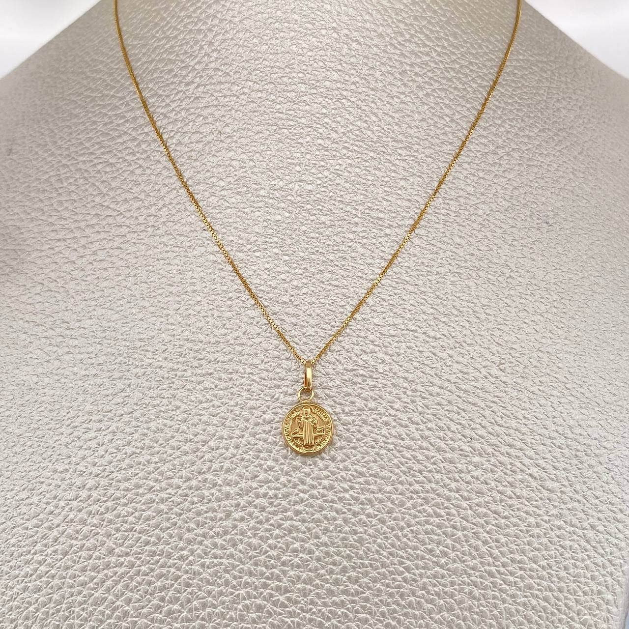 Set Cadena y Dije Veneciana + San Benito 1.4gr / 17 3/4 in / Oro Amarillo 18K $