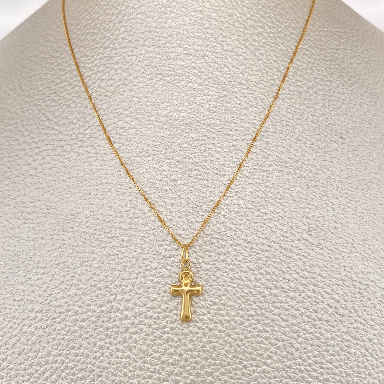 Set Venetian Chain and Pendant + Egyptian Cross 1.45gr / 17 1/2 in / 18K Yellow Gold $