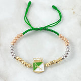 Green Bracelet Charm National Shield 3.8gr / 4mm Beads Diamond Cut 20pcs Beads Polished 10pcs Three 18K Gold *