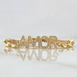 Beige Bracelet Charm Love 2.5gr / 6mm GC Diamond Cut - White Zircons 18K Yellow Gold ©