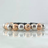 Black Bracelet Beads 5gr / 8mm Diamond Cut 8pcs - Polished 7pcs Two-tone White Rose Gold 18K ©