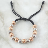 Black Bracelet Beads 5gr / 8mm Diamond Cut 8pcs - Polished 7pcs Two-tone White Rose Gold 18K ©