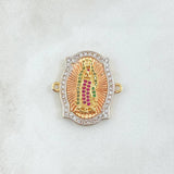 Charm Virgin Guadalupe Punctuated Frame 6.55gr / 2.6cm / White Green Fuchsia Zircons Three 18K Gold ©