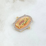 Charm Virgin Guadalupe Punctuated Frame 6.55gr / 2.6cm / White Green Fuchsia Zircons Three 18K Gold ©