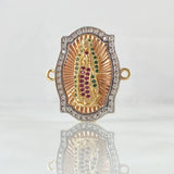 Charm Virgin Guadalupe Punctuated Frame 6.55gr / 2.6cm / White Green Fuchsia Zircons Three 18K Gold ©