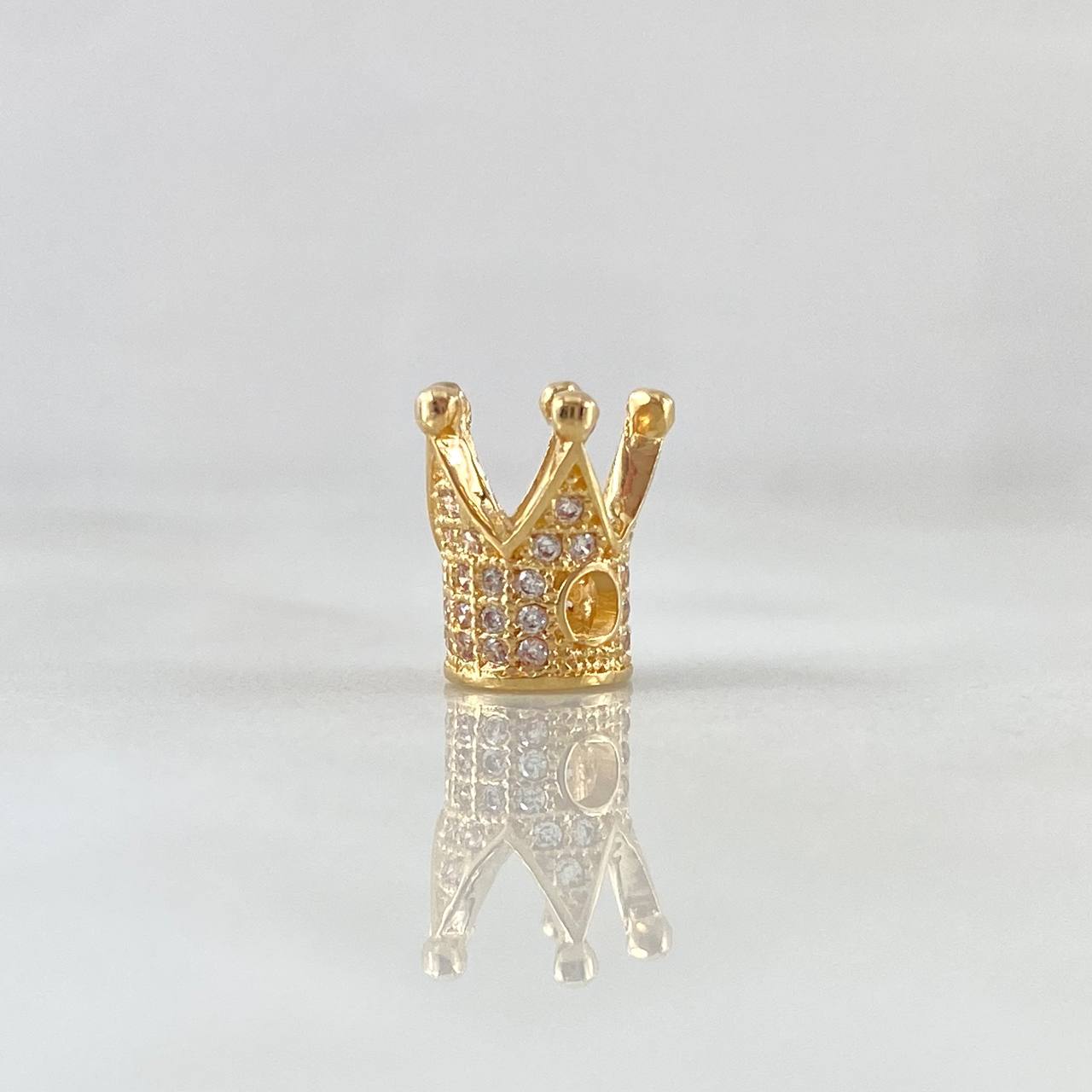 Herraje Corona Punteada 1.7gr / 1cm / Circones Blancos Oro Amarillo 18K