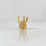 Herraje Corona Punteada 1.75gr / 1cm / Circones Blancos Oro Amarillo 18K ©