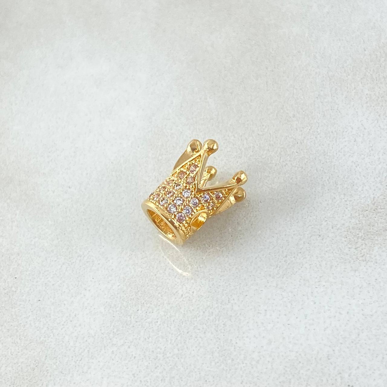 Herraje Corona Punteada 1.75gr / 1cm / Circones Blancos Oro Amarillo 18K ©