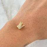 Herraje Corona Punteada 1.7gr / 1cm / Circones Blancos Oro Amarillo 18K