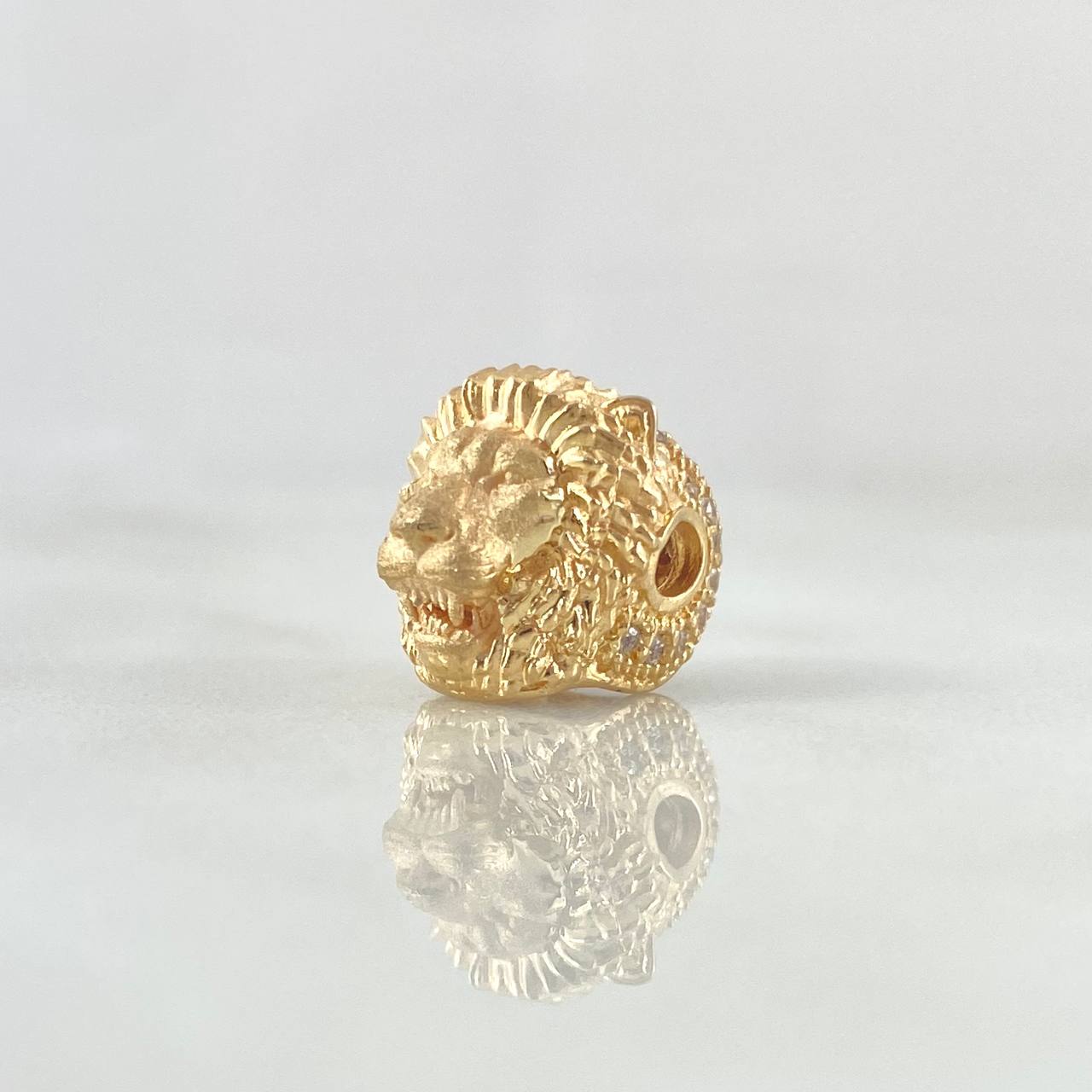 Herraje León Grueso 3.05gr / 0.8cm / Circones Blancos Oro Amarillo 18K ©