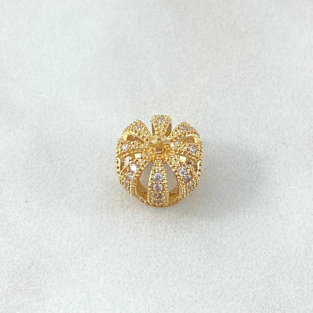 Charm Royal Large 1.7gr / 0.8cm / White Zircons Yellow Gold 18K