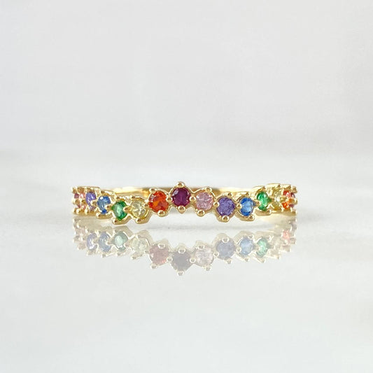 Anillo Ola Carril 1.25gr / T7 3/4 / Circones Multicolor Oro Amarillo 18K ©